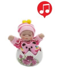 Alternative view of AZ001 - Bebê musical no ovo de porcelana (15 cm)